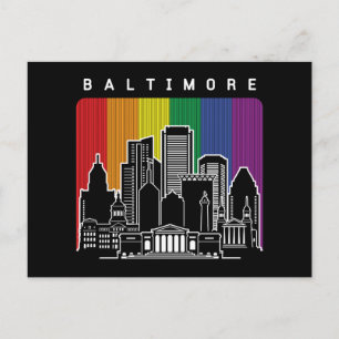 Postal Bandera arcoiris de Baltimore Maryland Orgullo LGB