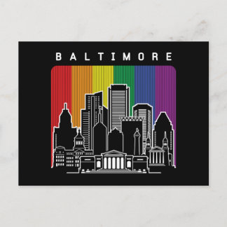 Postal Bandera arcoiris de Baltimore Maryland Orgullo LGB