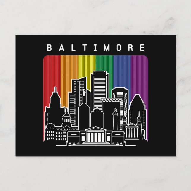 Postal Bandera arcoiris de Baltimore Maryland Orgullo LGB (Anverso)