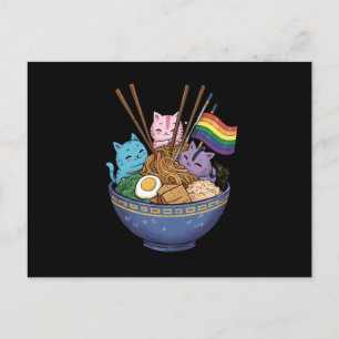 Postal Bandera arcoiris gatos Ramen Anime Orgullo gay Mes