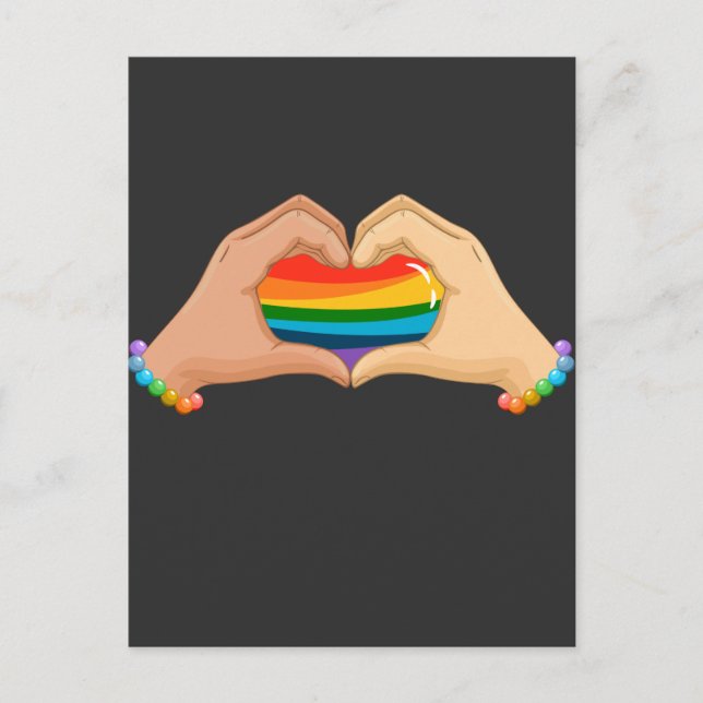 Postal Bandera arcoiris LGBT con amor colorido (Anverso)