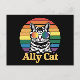 Postal Bandera arcoiris LGBTQ de Ally Cat
