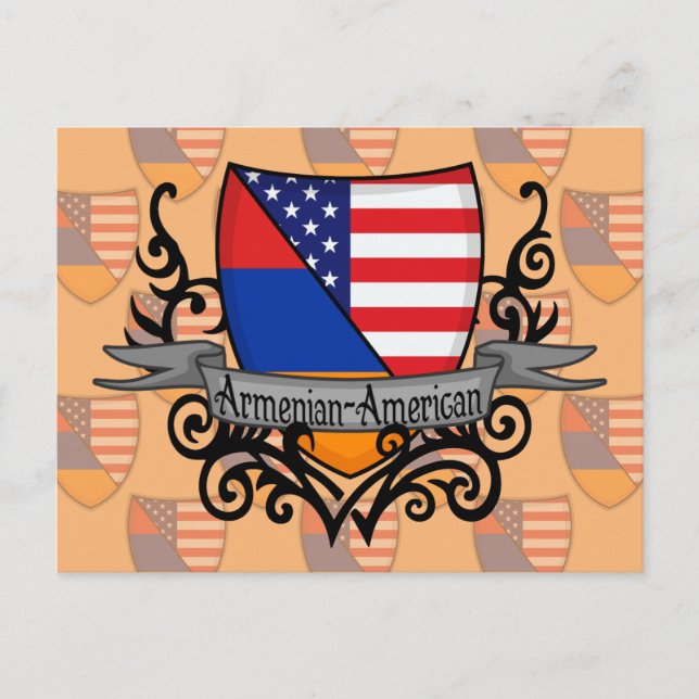 Postal Bandera Armenio-Americana del escudo (Anverso)