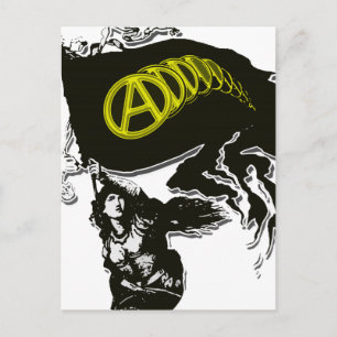 Postal Bandera atada con capitalismo anarquista con la Da