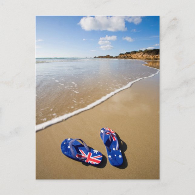 Postal Bandera Australiana Arde A La Playa | Gales del Su (Anverso)
