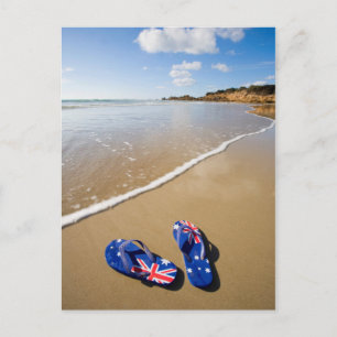 Postal Bandera Australiana Arde A La Playa   Gales del Su