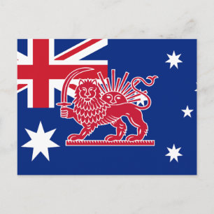Postal Bandera australiana iraní del león y el sol