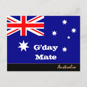 Postal Bandera australiana y viajes en barco del G'day /