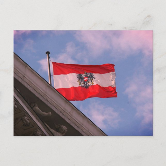Postal bandera austria ondeando (Anverso)