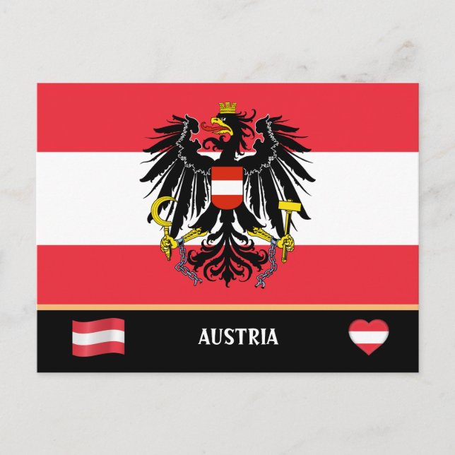 Postal Bandera austriaca y viajes por países austríacos / (Anverso)