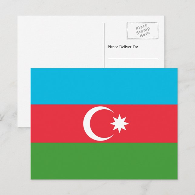 Postal Bandera azerbaiyana, Bandera de Azerbaiyán (Anverso / Reverso)