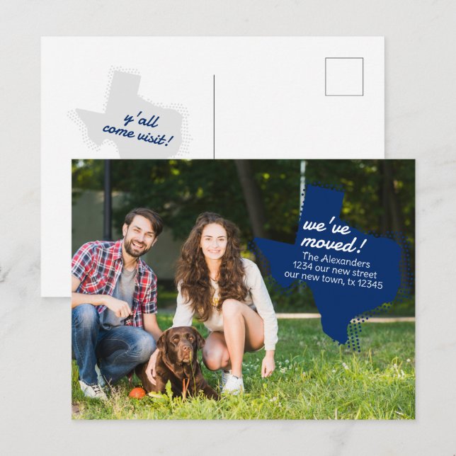 Postal Bandera Azul de Estado que hemos movido - Tejas en (Anverso / Reverso)