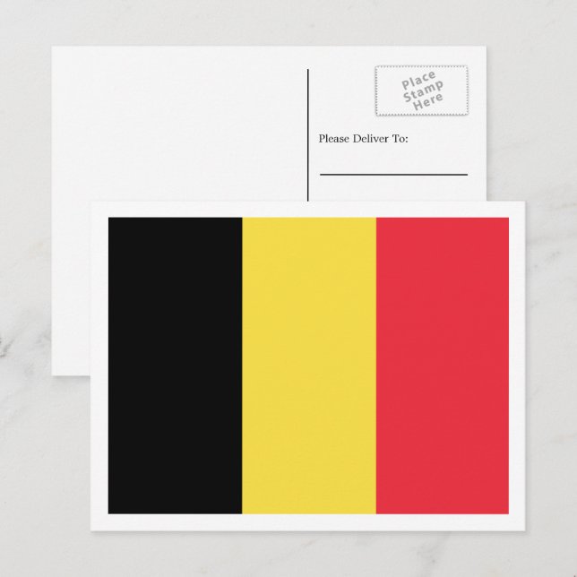 Postal Bandera belga, Bandera de Bélgica (Anverso / Reverso)