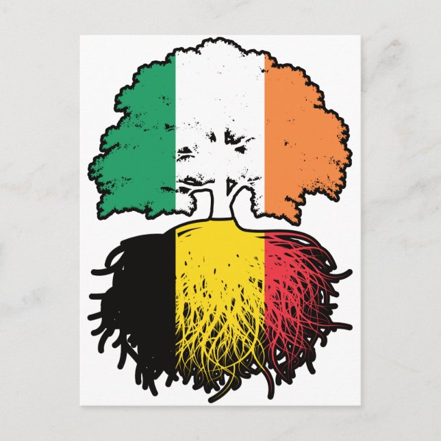 Postal Bandera belga irlandesa de árbol (Anverso)