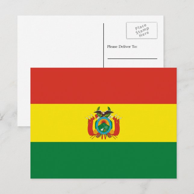 Postal Bandera boliviana, bandera de Bolivia (Anverso / Reverso)