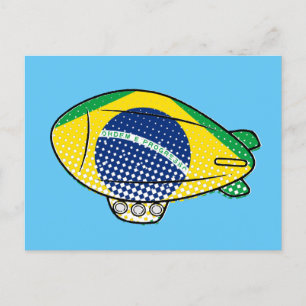 Postal Bandera Brasileña Blimp Balón En Personalizado De 