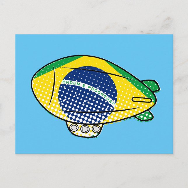 Postal Bandera Brasileña Blimp Balón En Personalizado De  (Anverso)
