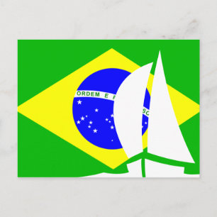 Postal Bandera brasileña velero Brasil Náutico