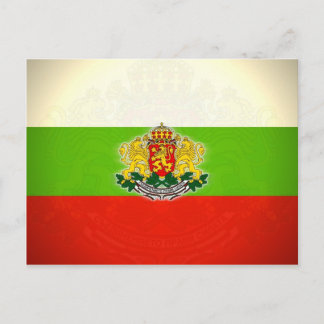 Postal Bandera búlgara con escudo de armas