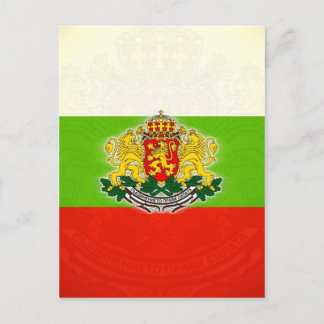 Postal Bandera búlgara con escudo de armas