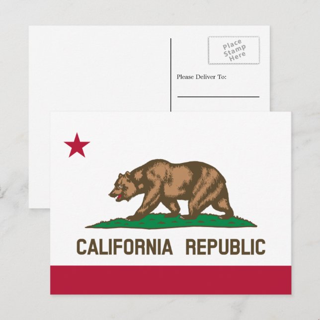 Postal Bandera Californiana, Bandera de California (Anverso / Reverso)