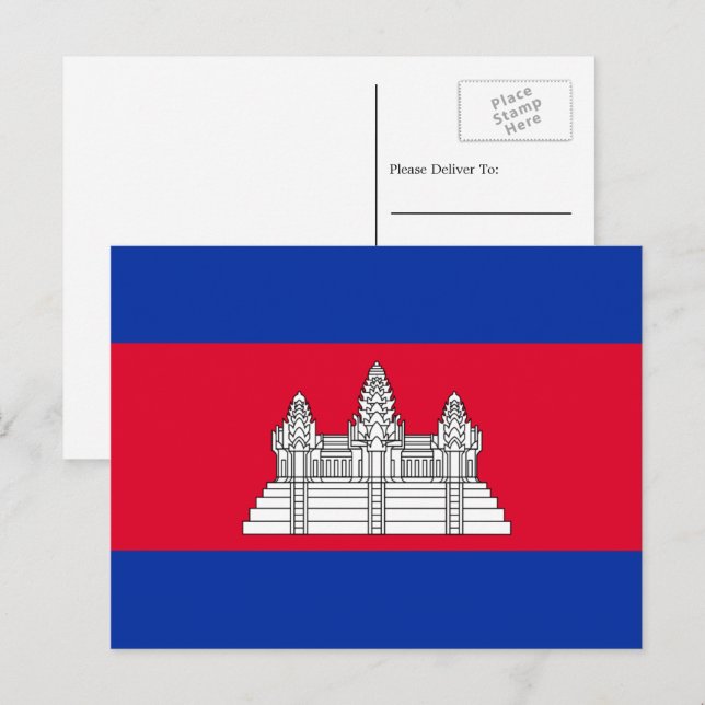 Postal Bandera camboyana, bandera de Camboya (Anverso / Reverso)