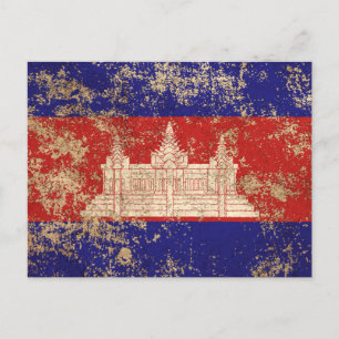 Postal Bandera camboyana de edad avanzada