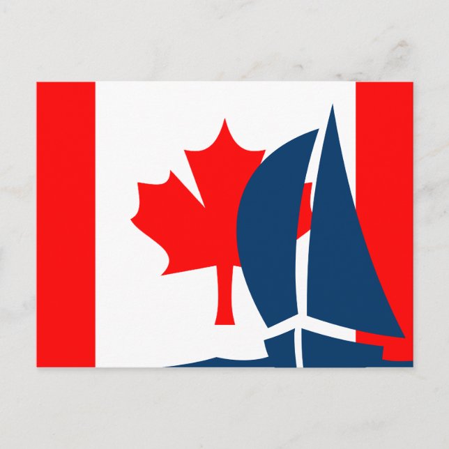 Postal Bandera canadiense barco de vela Canadá Náutico (Anverso)