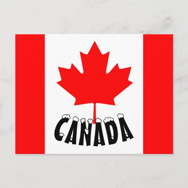 Postal Bandera canadiense de arce rojo brillante (Anverso)