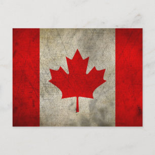 Postal Bandera canadiense de hoja de arce vintage