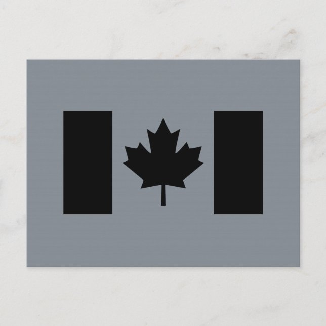 Postal Bandera canadiense en negro (Anverso)