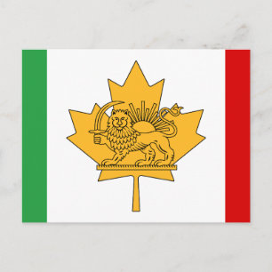 Postal Bandera canadiense iraní del león y el sol patrimo