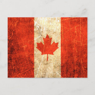 Postal Bandera canadiense vintage y rota