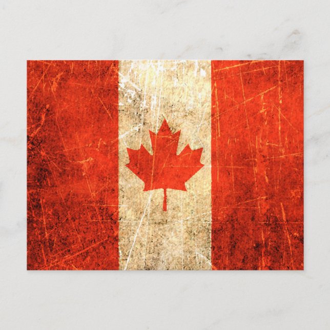 Postal Bandera canadiense vintage y rota (Anverso)