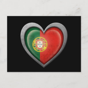 Postal Bandera cardíaca portuguesa con efecto Metalizado