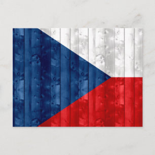 Postal Bandera checa de madera