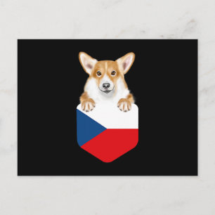 Postal Bandera Checa Pembroke Welsh Corgi Perro En El Bol