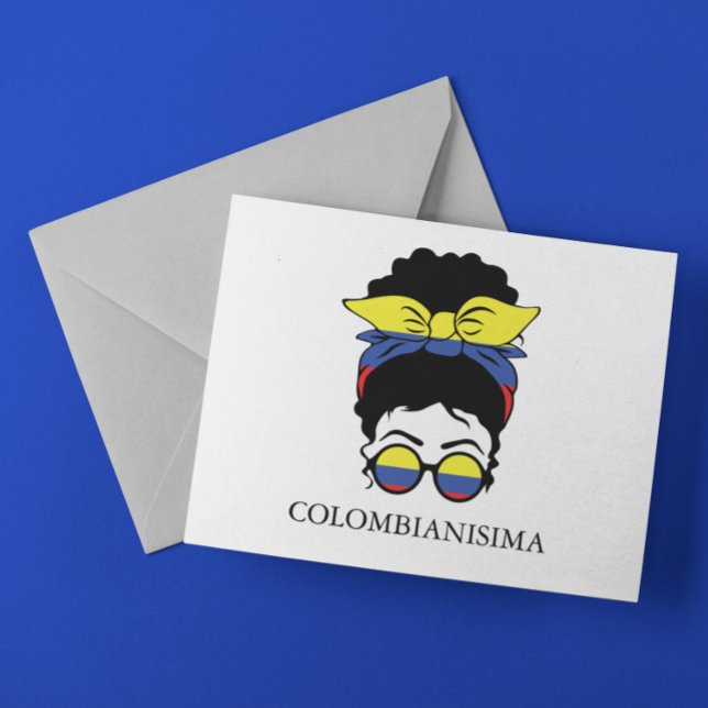 Postal Bandera Chica colombiana CUTE COLOMBIANISIMA (CUTE COLOMBIANISIMA Colombian Girl Flag Postcard)