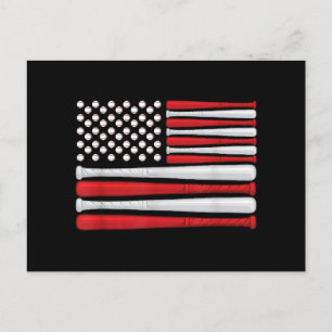 Postal Bandera clásica americana de béisbol - Béisbol vin