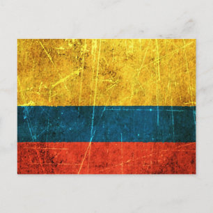 Postal Bandera colombiana de época rota y rota