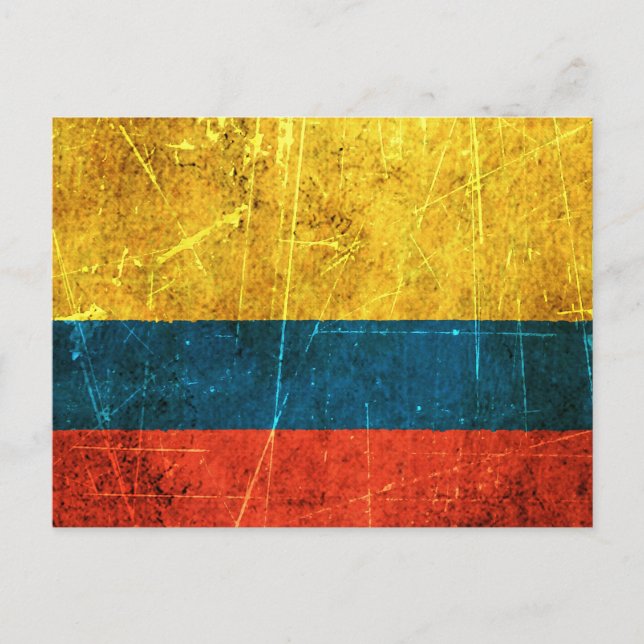 Postal Bandera colombiana de época rota y rota (Anverso)