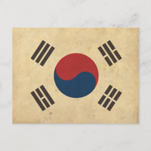 Postal Bandera coreana vintage