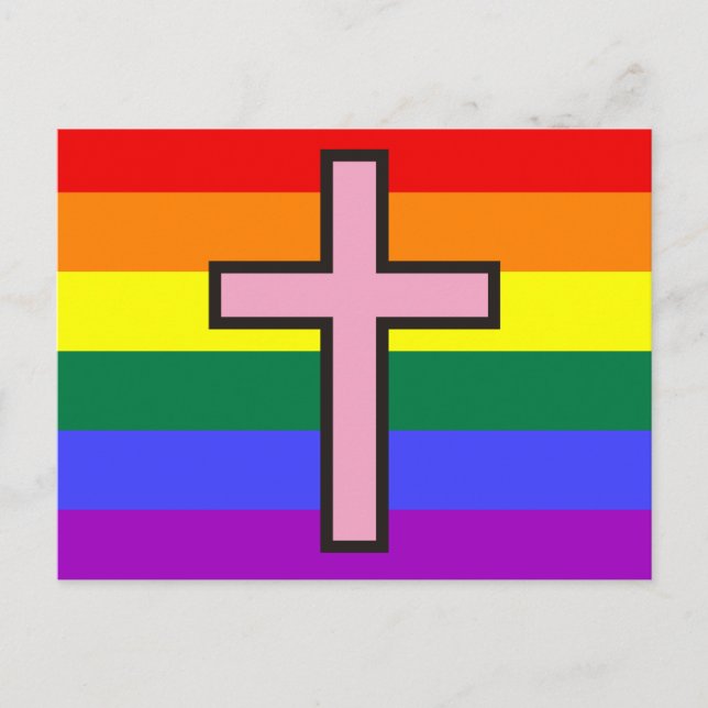 Postal Bandera cristiana gay (Anverso)