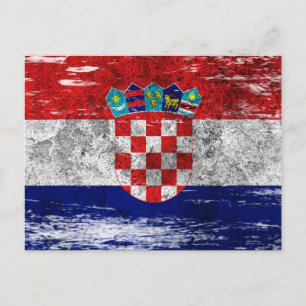 Postal Bandera croata esposada y rota