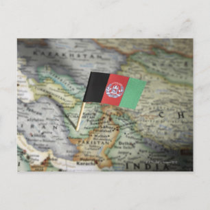 Postal Bandera de Afganistán en mapa