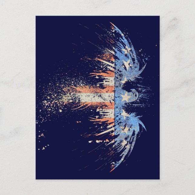 Postal Bandera de águila norteamericana patriótica (Anverso)