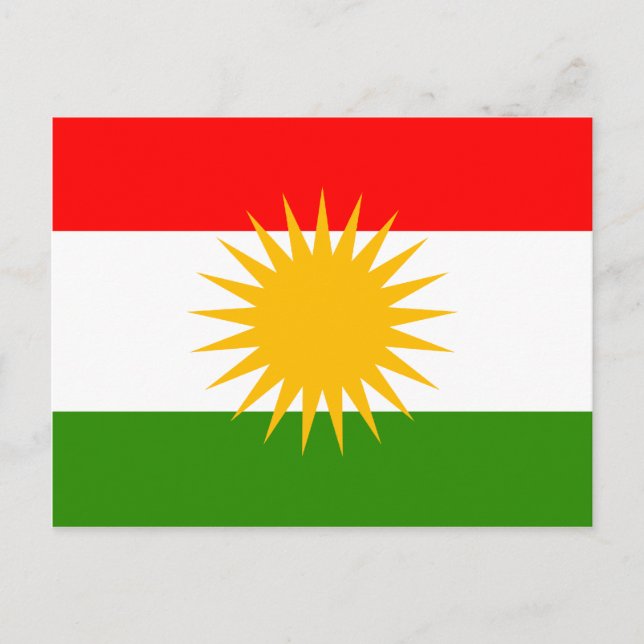 Postal Bandera de alta calidad de Kurdistán (Anverso)