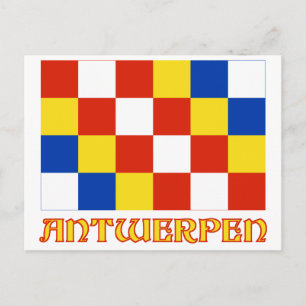 Postal Bandera de Amberes con nombre