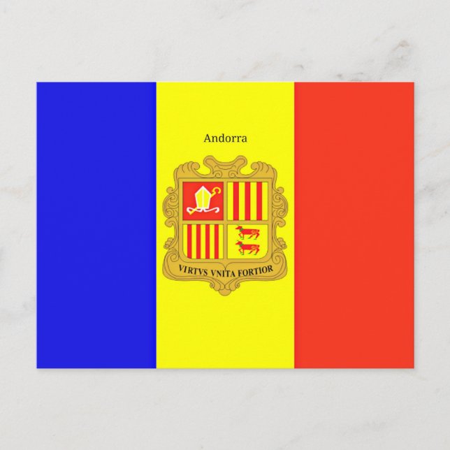 Postal Bandera de Andorra diseñada por personalizados (Anverso)