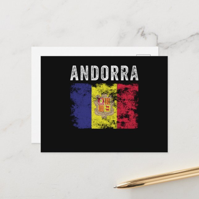 Postal Bandera de Andorra en peligro - Bandera andorrana (Anverso/Reverso In Situ)